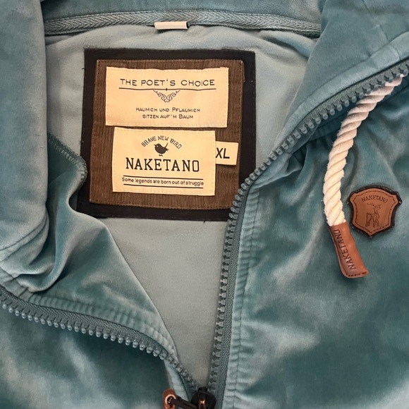 Naketano sea foam green Zip-Up Hoodie velour like new sz XL poets choice - Picture 4 of 6